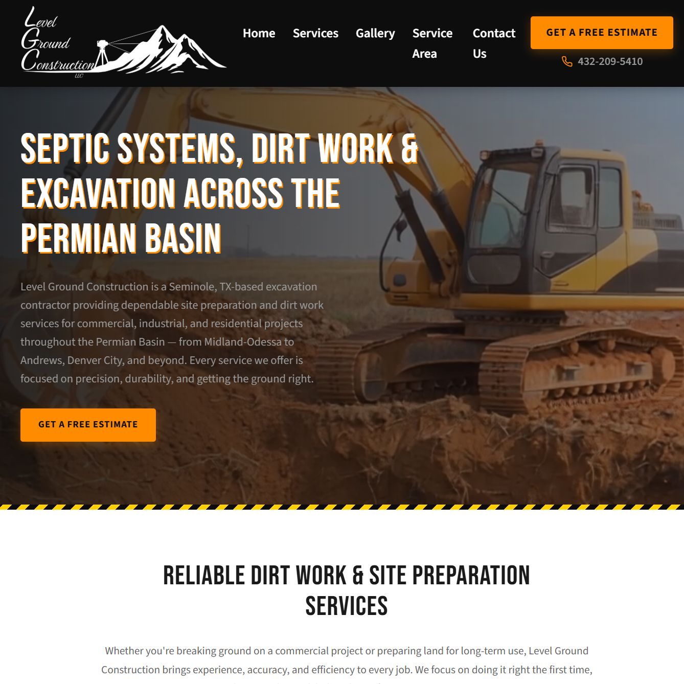 Level Ground Construction website designed by Thrive Infinite